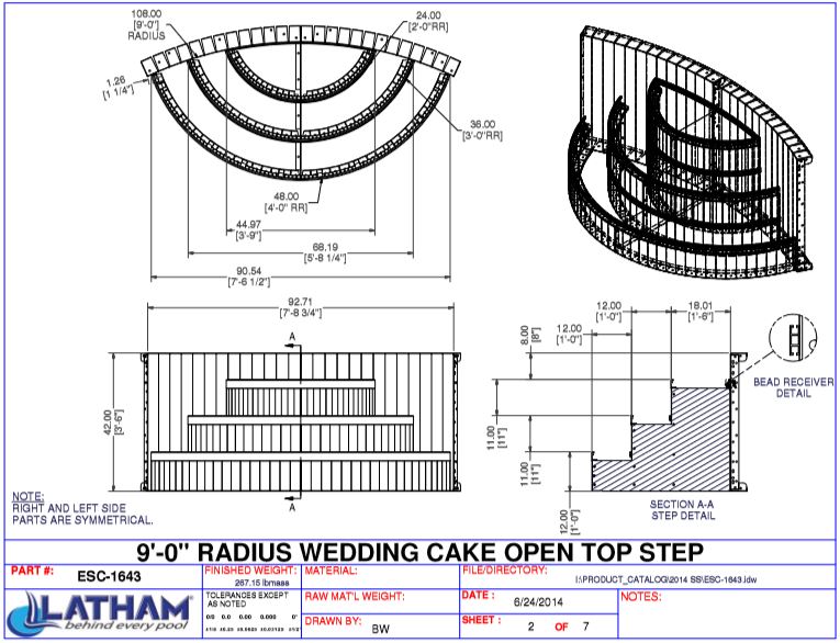 9' Radius Steel Wedding Cake Corner 42" Step (7'6 1/2" Wide)